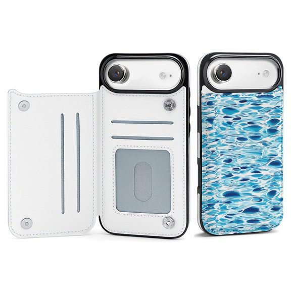 Wallet Case For Apple iPhone Air / 17 Pro / 17 Pro Max Series with Card Holder, PU Leather Kickstand Card Slots Screen Protector Included For iPhone 17 Series, Water Pattern