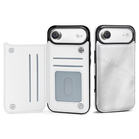 Wallet Case For Apple iPhone Air / 17 Pro / 17 Pro Max Series with Card Holder, PU Leather Kickstand Card Slots Screen Protector Included For iPhone 17 Series, White Leather Texture