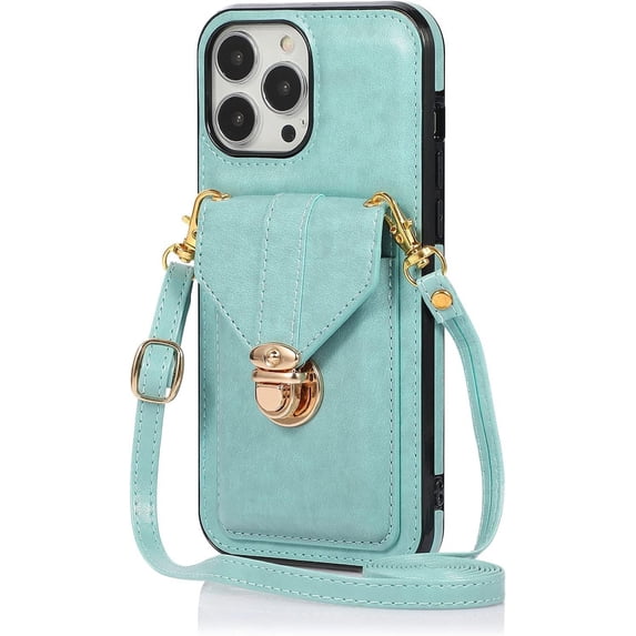 Wallet Case Apply to iPhone 7/8/SE2,Luxury PU Leather Card Package with Metal Buckle Long Shoulder Strap Stand Function Hard PC Bumper Shockproof Protector (iPhone 7/8/SE2, Blue)