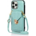 thumbnail image 1 of Wallet Case Apply to iPhone X/XS,Luxury PU Leather Card Package with Metal Buckle Long Shoulder Strap Stand Function Hard PC Bumper Shockproof Protector (iPhone X/XS, Blue), 1 of 16