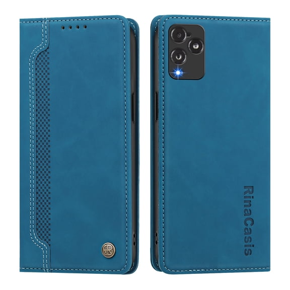 Wallet Case for BLU View 5 Pro, PU Leather Flip Phone Case with 2 Card Slots Cash Pocket, Strong Magnetic Closure Kickstand Protective Folio Cover.Lake Blue
