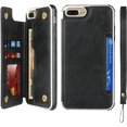 thumbnail image 1 of Wallet Case with Card Holder for iPhone7Plus iPhone8Plus,PU Leather Flip Case with Snap Button,Protective Bumper Phone Cover[Shockproof] Back Flip Cover with Lanyard Card Pocket-Black, 1 of 7