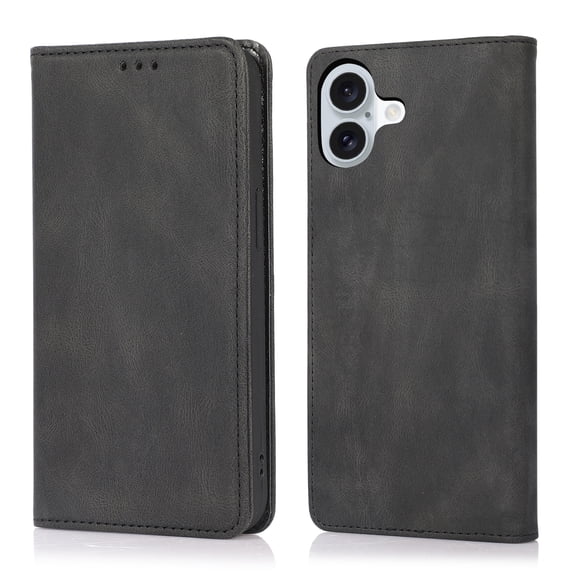 Wallet Case Compatible with Apple iPhone 16e, Flip Cover Full Body Protective Stand Folio Cards Holder RFID Blocking Drop Proof Slim Fit Phone Case for iPhone 16e, Black