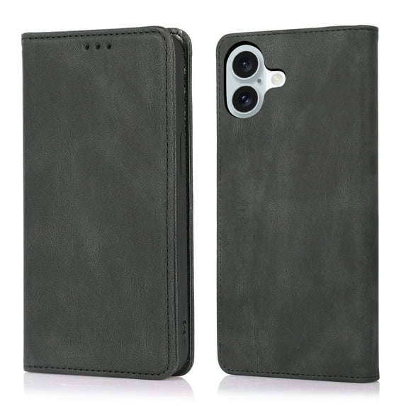 Wallet Case Compatible with Apple iPhone 16e, Flip Cover Full Body Protective Stand Folio Cards Holder RFID Blocking Drop Proof Slim Fit Phone Case for iPhone 16e, Black