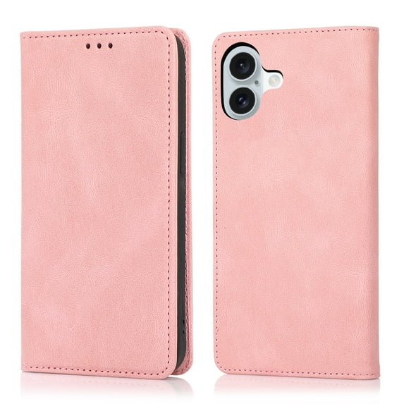 Wallet Case Compatible with Apple iPhone 16e, Flip Cover Full Body Protective Stand Folio Cards Holder RFID Blocking Drop Proof Slim Fit Phone Case for iPhone 16e, Rosegold