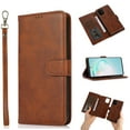 thumbnail image 1 of Wallet Case Compatible with Galaxy A42 5G, Allytech Slim Detachable Magnetic Closure Flip Pouch Kickstand Wrist Strap Card Holder Protective Case for Samsung Galaxy A42 5G 6.6" SM-A426, Brown, 1 of 2