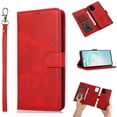 thumbnail image 1 of Wallet Case Compatible with Galaxy A72 5G, Allytech Slim Detachable Magnetic Closure Flip Pouch Kickstand Wrist Strap Card Holder Protective Case for Samsung Galaxy A72 5G 6.7" 2021, Red, 1 of 2