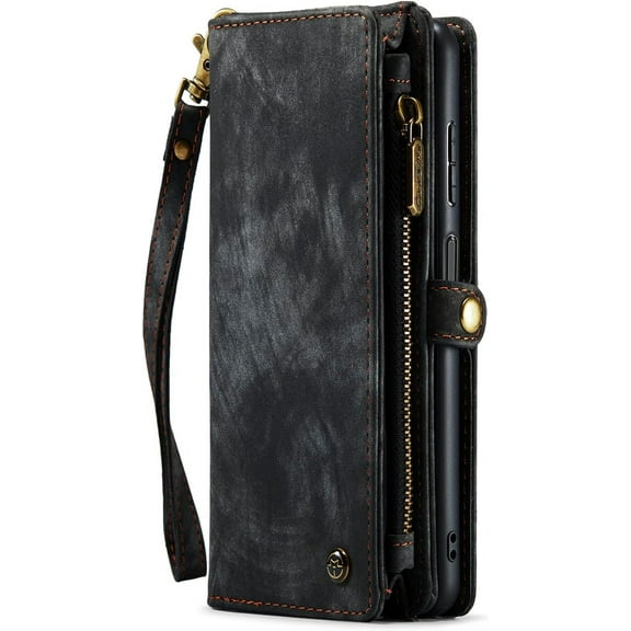 Wallet Case Compatible with Galaxy Note 10 Plus 2 in 1 Leather Zipper Detachable Magnetic Phone Case with 10 Card Slots Clutch Purse Cover Galaxy Note 10 Plus Premium PU Case Black