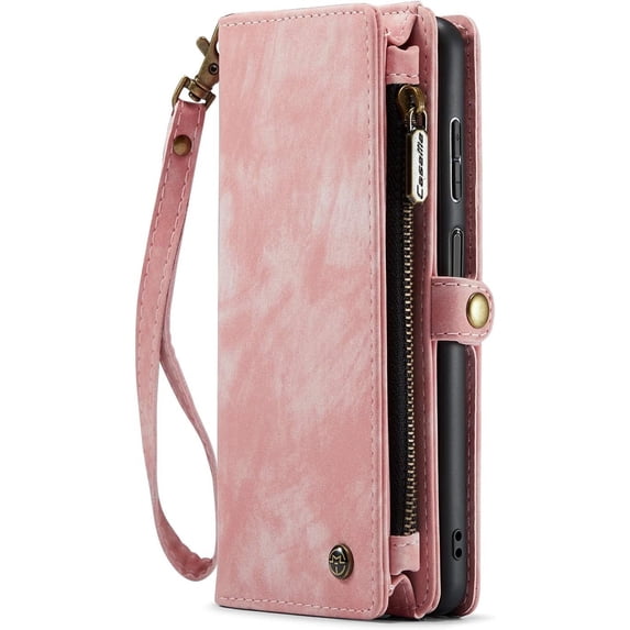 Wallet Case Compatible with Galaxy Note 20 Ultra 2 in 1 Leather Zipper Detachable Magnetic Phone Case with 10 Card Slots Clutch Purse Cover Galaxy Note 20 Ultra Premium PU Pink