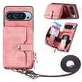 thumbnail image 1 of Wallet Case Compatible with Google Pixel 10 Pro XL, Classic PU Leather Zipper Pocket Car Key / Cash / Coin / Card Slots Shoulder Strap Kickstand Back Case for Google Pixel 10 Pro XL, Pink, 1 of 12