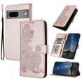 thumbnail image 1 of Wallet Case Compatible with Google Pixel 7 with Card Holder, PU Leather Kickstand Women Men Embossed Wrist Strap Magnetic Clasp Design Flip Folio Case Cover for Google Pixel 7, Rosegold, 1 of 6