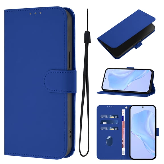 Wallet Case Compatible with Google Pixel 8 with Card Slot/Holder,PU Leather Flip Folio Shell [Magnetic Closure][Wrist Strap][Kickstand] Phone Cover Shockproof For Google Pixel 8,Darkblue