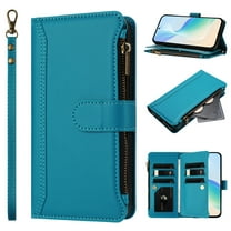 Wallet Case Compatible with Google Pixel 8 Pro,Multi-Function 2 in 1 Magnetic for Google Pixel 8 Pro Case Wallet, Flip Zipper Card Holder Phone Case with Shoulder   Wrist Strap,Blue