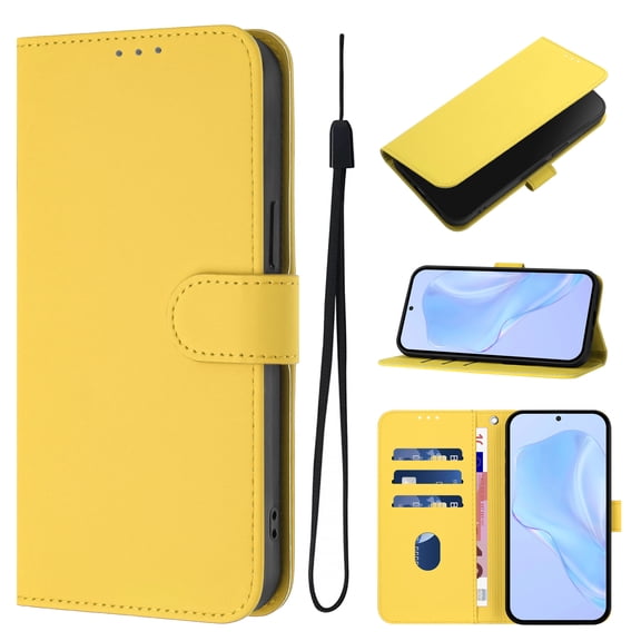 Wallet Case Compatible with Moto G  5G(2025) with Card Slots,PU Leather Flip Folio Shell [Magnetic Closure][Wrist Strap][Kickstand] Phone Cover Shockproof For Moto G  5G(2025),Lemon