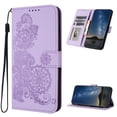thumbnail image 1 of Wallet Case Compatible with Motorola Moto G Power 2023 with Card Holder, PU Leather Kickstand Women Men Embossed Wrist Strap Magnetic Clasp Design Flip Folio Case Cover, Purple, 1 of 6