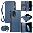 thumbnail image 1 of Wallet Case Compatible with Motorola Moto G Stylus 5G 2022, Luxury ID Cash Credit Card Slots Zipper Holder Carrying Pouch Flip PU Leather Cover [Detachable Crossbody Strap & Wrist Strap], Blue, 1 of 7