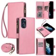 thumbnail image 1 of Wallet Case Compatible with Motorola Moto G Stylus 5G 2022, Luxury ID Cash Credit Card Slots Zipper Holder Carrying Pouch Flip PU Leather Cover [Detachable Crossbody Strap & Wrist Strap], Pink, 1 of 7