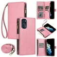 thumbnail image 1 of Wallet Case Compatible with Motorola Moto G Stylus 5G 2022, Premium PU Leather Zipper Flip Wallet with Lanyard and Shoulder Strap Magnetic Closure Built-in Kickstand Protective Zipper Case - Pink, 1 of 8