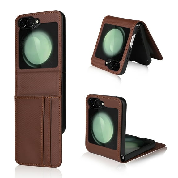 Wallet Case Compatible with Motorola Razr 2024 Case, PU Leather with Credit Card Holder Anti-Slip Luxury PU Dual Layer Hidden Wallet Case Cover for Motorola Razr 2024, Brown