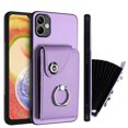 thumbnail image 1 of Wallet Case Compatible for Samsung Galaxy A05 with Card Holder, Rotation Finger Ring Kickstand Card Slots Case, Classic PU Leather Shockproof Magnetic Button Cover for Galaxy A05, Purple, 1 of 7