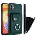 thumbnail image 1 of Wallet Case Compatible for Samsung Galaxy A05 with Card Holder, Rotation Finger Ring Kickstand Card Slots Case, Classic PU Leather Shockproof Magnetic Button Cover for Galaxy A05, Green, 1 of 7