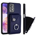 thumbnail image 1 of Wallet Case Compatible for Samsung Galaxy A13 4G with Card Holder, Rotation Finger Ring Kickstand Card Slots Case, Classic PU Leather Shockproof Magnetic Button Cover for Galaxy A13 4G, Blue, 1 of 6