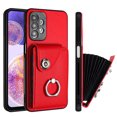 thumbnail image 1 of Wallet Case Compatible for Samsung Galaxy A13 4G with Card Holder, Rotation Finger Ring Kickstand Card Slots Case, Classic PU Leather Shockproof Magnetic Button Cover for Galaxy A13 4G, Red, 1 of 6