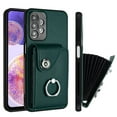 thumbnail image 1 of Wallet Case Compatible for Samsung Galaxy A13 4G with Card Holder, Rotation Finger Ring Kickstand Card Slots Case, Classic PU Leather Shockproof Magnetic Button Cover for Galaxy A13 4G, Green, 1 of 6
