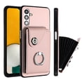 thumbnail image 1 of Wallet Case Compatible for Samsung Galaxy A13 5G with Card Holder, Rotation Finger Ring Kickstand Card Slots Case, Classic PU Leather Shockproof Magnetic Button Cover for Galaxy A13 5G, Pink, 1 of 6