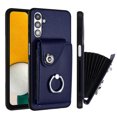 thumbnail image 1 of Wallet Case Compatible for Samsung Galaxy A13 5G with Card Holder, Rotation Finger Ring Kickstand Card Slots Case, Classic PU Leather Shockproof Magnetic Button Cover for Galaxy A13 5G, Blue, 1 of 6