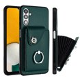 thumbnail image 1 of Wallet Case Compatible for Samsung Galaxy A13 5G with Card Holder, Rotation Finger Ring Kickstand Card Slots Case, Classic PU Leather Shockproof Magnetic Button Cover for Galaxy A13 5G, Green, 1 of 6