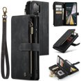 thumbnail image 1 of Wallet Case Compatible with Samsung Galaxy A13 5G, Multifunctional Magnetic Closure Folio Case, [RFID Blocking] Durable PU Leather Flip Lanyard Strap Wristlet Zipper Card Holder Phone Case, Black, 1 of 10