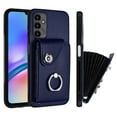 thumbnail image 1 of Wallet Case Compatible for Samsung Galaxy A15 with Card Holder, Rotation Finger Ring Kickstand Card Slots Case, Classic PU Leather Shockproof Magnetic Button Cover for Galaxy A15, Blue, 1 of 7