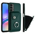 thumbnail image 1 of Wallet Case Compatible for Samsung Galaxy A15 with Card Holder, Rotation Finger Ring Kickstand Card Slots Case, Classic PU Leather Shockproof Magnetic Button Cover for Galaxy A15, Green, 1 of 7