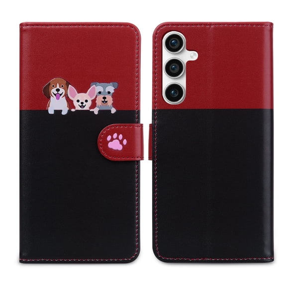 Wallet Case Compatible with Samsung Galaxy A15, Lovely PU Leather Card Slots Cash Pocket Wrist Strap Kickstand Cute Pattern Shockproof Protective Phone Case for Samsung Galaxy A15, Black