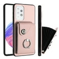 thumbnail image 1 of Wallet Case Compatible for Samsung Galaxy A33 5G with Card Holder, Rotation Finger Ring Kickstand Card Slots Case, Classic PU Leather Shockproof Magnetic Button Cover for Galaxy A33 5G, Pink, 1 of 6