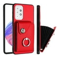 thumbnail image 1 of Wallet Case Compatible for Samsung Galaxy A33 5G with Card Holder, Rotation Finger Ring Kickstand Card Slots Case, Classic PU Leather Shockproof Magnetic Button Cover for Galaxy A33 5G, Red, 1 of 6