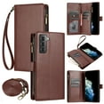 thumbnail image 1 of Wallet Case Compatible with Samsung Galaxy A52 4G/5G, Premium PU Leather Zipper Flip Wallet with Lanyard and Shoulder Strap Magnetic Closure Built-in Kickstand Protective Zipper Case - Brown, 1 of 8