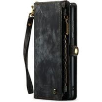 Wallet Case Compatible with Samsung Galaxy Note 10 2 in 1 Leather Zipper Detachable Magnetic Phone Case with 10 Card Slots Clutch Purse Cover Samsung Galaxy Note 10 Premium PU Case Black