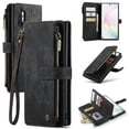 thumbnail image 1 of Wallet Case Compatible with Samsung Galaxy Note 10 Plus, Multifunctional Magnetic Closure Folio Case, [RFID Blocking] Durable PU Leather Flip Lanyard Strap Wristlet Zipper Card Holder Case, Black, 1 of 10