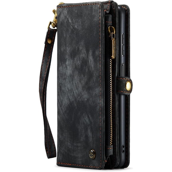 Wallet Case Compatible with Samsung Galaxy S10 Plus 2 in 1 Leather Zipper Detachable Magnetic Phone Case with 10 Card Slots Clutch Purse Cover Samsung Galaxy S10 Plus Premium PU Case Black