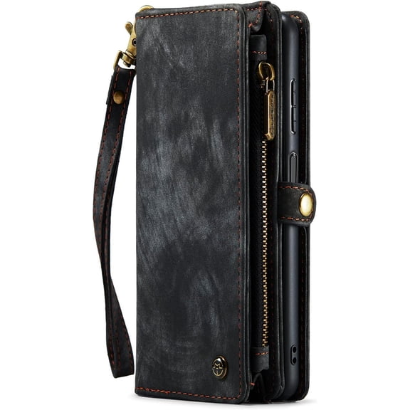 Wallet Case Compatible with Samsung Galaxy S10 Plus 2 in 1 Leather Zipper Detachable Magnetic Phone Case with 10 Card Slots Clutch Purse Cover Samsung Galaxy S10 Plus Premium PU Case Black