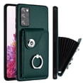 thumbnail image 1 of Wallet Case Compatible for Samsung Galaxy S20 FE with Card Holder, Rotation Finger Ring Kickstand Card Slots Case, Classic PU Leather Shockproof Magnetic Button Cover for Galaxy S20 FE, Green, 1 of 7