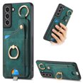 thumbnail image 1 of Wallet Case Compatible with Samsung Galaxy S21 FE with Card Holder, 360° Rotation Finger Ring Stand PU Leather Cover Drop Protection with Magnetic Snap Case Cover for Galaxy S21 FE - Green, 1 of 8