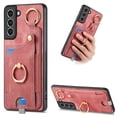 thumbnail image 1 of Wallet Case Compatible with Samsung Galaxy S21 FE with Card Holder, 360° Rotation Finger Ring Stand PU Leather Cover Drop Protection with Magnetic Snap Case Cover for Galaxy S21 FE - Pink, 1 of 8