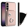 thumbnail image 1 of Wallet Case Compatible for Samsung Galaxy S22 with Card Holder, Rotation Finger Ring Kickstand Card Slots Case, Classic PU Leather Shockproof Magnetic Button Cover for Galaxy S22, Pink, 1 of 8