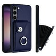 thumbnail image 1 of Wallet Case Compatible for Samsung Galaxy S22 Plus with Card Holder, Rotation Finger Ring Kickstand Card Slots Case, Classic PU Leather Shockproof Magnetic Button Cover for Galaxy S22 Plus, Blue, 1 of 8