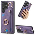 thumbnail image 1 of Wallet Case Compatible with Samsung Galaxy S22 Ultra with Card Holder, 360° Rotation Finger Ring Stand PU Leather Cover Drop Protection with Magnetic Snap Case Cover for Galaxy S22 Ultra - Purple, 1 of 8