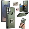 thumbnail image 1 of Wallet Case Compatible for Samsung Galaxy S22 Ultra, Slim Protective Case with Card Holder & Ring Holder Stand, Premium PU Leather Back RFID Blocking Cover for Samsung Galaxy S22 Ultra, Green, 1 of 11