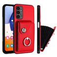 thumbnail image 1 of Wallet Case Compatible for Samsung Galaxy S23 with Card Holder, Rotation Finger Ring Kickstand Card Slots Case, Classic PU Leather Shockproof Magnetic Button Cover for Galaxy S23, Red, 1 of 6